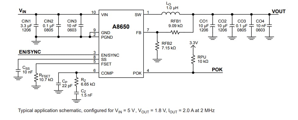Application Circuit Diagram - Allegro MicroSystems A8650 2A Synchronous Buck Regulators